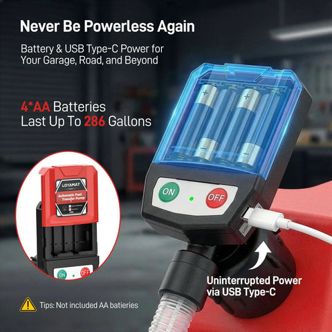 Automatic Portable Fuel Transfer Pump With Auto Stop And 30 Second Alert No Spill Fast 3.8 GPM Electric Gas Can Pump USB and battery