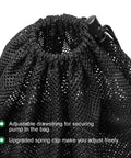 Black mesh Heavy Duty Pump Barrier Bag For Ponds Pond Filter Mesh with drawstring and spring clip detail
