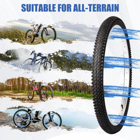 Image of Two Pack 24x1.95 Mountain Bike Tires Set Folding Puncture Proof Off Road Ready with all-terrain use scenes