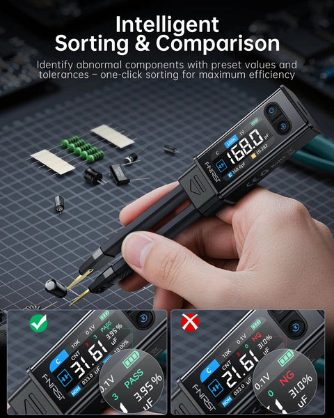All In One SMD LCR ESR Meter With Tweezer Probes Auto Sort And Compare Measures Resistors Capacitors Inductors Diodes