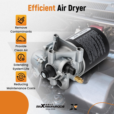Air Dryer For Meritor System Saver 1200 Series Replacement For R955205 4324130010 shown in engine bay setting