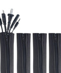 Zippered Cable Sleeve 24x4 Inches, 4-Pack Black, Cord Organizer for Desk, Computer, and TV setups with cables inside sleeve