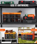 Collapsible 45L Storage Crates Set of 3 with Handles used in garage, home, and outdoors for organization