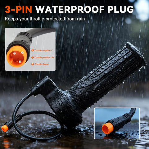 Full Twist Throttle Grip For E Bike And Scooter 12V To 72V 3 Pin Waterproof Connector Fits 22mm Handlebars Ideal For Lectric XP4 MacFox X1 And More Versatile