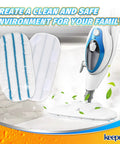 Replacement Steam Mop Pads 8 Pack For PurSteam ThermaPro 10 In 1 And ThermaPro 211 with steam mop and pads visible
