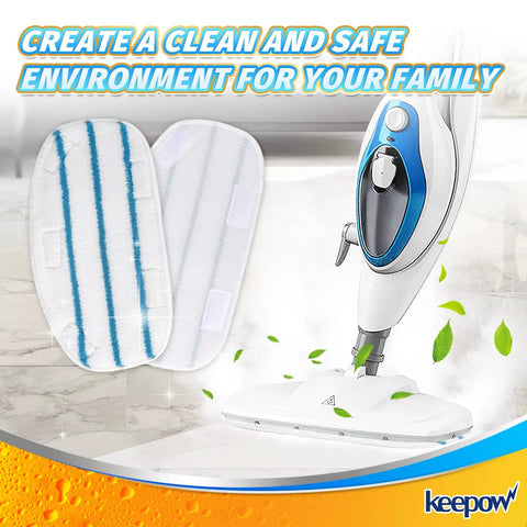 Replacement Steam Mop Pads 8 Pack For PurSteam ThermaPro 10 In 1 And ThermaPro 211 with steam mop and pads visible