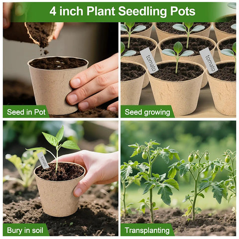 60 Pack 4 Inch Peat Pots With Drainage Holes For Seed Starting And Germination Biodegradable Paper Nursery Pots With Plant Labels