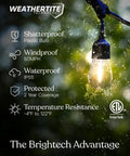 Ambience Pro Solar Powered Outdoor String Lights With Remote Control And Edison Bulbs, Shatterproof Commercial Grade LED features.