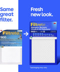 Updated packaging of 16x25x1 Air Filter MERV 13 MPR 1900 For Allergens Bacteria Viruses And Pollutants, showing design change