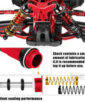 Granite And Senton 1/10 3S 4x4 RC Upgrade Parts Kit with red aluminum shocks, springs, and lubrication advice.