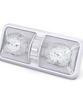 RV Ceiling Double Dome LED Light Fixture With On Off Switch For Car RV Trailer Camper Boat 12V natural white close-up view
