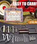 270 Piece Heavy Duty Hitch Pin Clip Assortment Kit with storage box and various pins for tractors trailers trucks