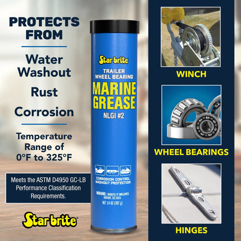 Star brite wheel bearing grease cartridge, 14 oz, blue can with black cap for boat trailer bearings