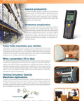 Heavy Duty Industrial Barcode Scanner And Mobile Computer With Boss Level Battery Life Tough Rugged Handheld showing backlit screen in warehouse.
