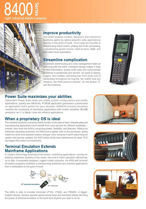 Heavy Duty Industrial Barcode Scanner And Mobile Computer With Boss Level Battery Life Tough Rugged Handheld showing backlit screen in warehouse.