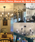8 Light Black Farmhouse Chandelier for Dining Room and Living Areas, Rustic Industrial Iron Candle Chandeliers