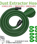 Ultra-Flexible Dust Extractor Hose D27/32mm Compatible With Festool Systems, 3.5M length, green, ideal for dust collection on power tools.