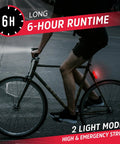 Cyclist using Front And Rear Bike Light Set With Batteries Included, 130 Lumen Front Light For Up To 6 Hours, 220 Degree Rear Light