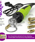 Beginner Wood Burning Kit For Kids And Teens, tool with safety stand, ergonomic grip, and 5 tips for DIY art projects.