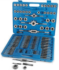 110 Pcs Beefed-Up Metric Tap and Die Set M2-M18 Rethreading Kit with storage case, including taps, dies, and wrenches