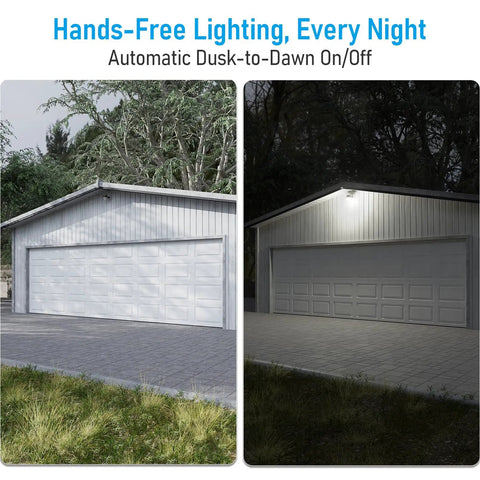LED Barn Light With Dusk To Dawn Photocell Outdoor Security Flood Light IP65 Waterproof Bronze Aluminum Housing installed on garage