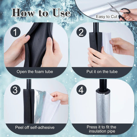 Step-by-step guide using Self Adhesive Slit Foam Pipe Insulation Tubes For Spigot And Outdoor Pipes Freeze Protection Water Heater