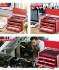 Various uses of 106 Piece Impact Screwdriver Bit Set With Three Drawer Steel Toolbox Complete Home Repair Kit in different settings.