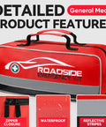 General Medi roadside emergency kit bag, red with gray base and reflective stripes