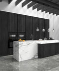 Modern kitchen with Black Wood Countertop Contact Paper Peel And Stick Waterproof Self Adhesive Faux Wood Grain Vinyl Wrap