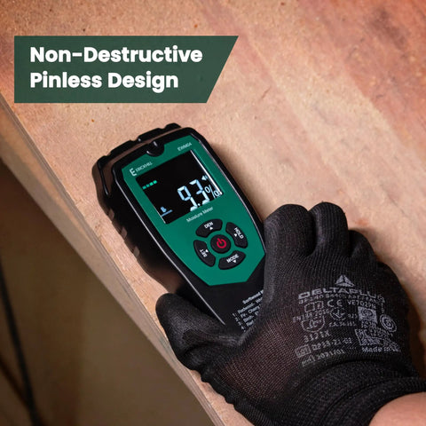Pinless Moisture Meter For Walls And Wood With Color LED Alarm For Home DIY measuring wood moisture on a board