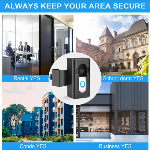 Anti Theft Video Doorbell Mount For Apartments No Drill Bracket Holder shown in various buildings