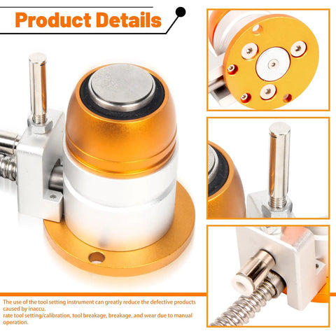 IP65 Yellow CNC Router Tool Sensor Probe 5mm Stroke Mach3 Z Axis Touch Setter Changer With 0.005mm Accuracy Normally Closed Pro Grade