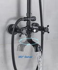 Matte Black Outdoor Shower Faucet Set With 8 Inch Rainfall Shower Head And Handheld Spray Luxury Shower System, 360° swivel faucet.