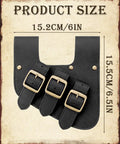 Medieval Viking Sword Frog Holster With Adjustable Belt Straps showing size 15.2cm by 15.5cm in black faux leather