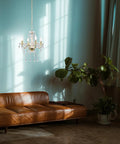 Antique Gold Crystal Chandelier 4 Light Modern Mini Pendant Style Lighting Fixture For Dining Room with Clear Crystal Drops