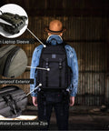 Large Customizable Camera Backpack For Pro Photographers With 16 Inch Laptop Pocket And Exterior Tripod Straps in an outdoor setting