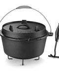 10 Qt Camping Dutch Oven With Lid For Oven Stove Grill Or Campfire Pre Seasoned Cast Iron Pot With Lid Lifter