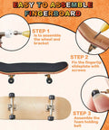 Instruction steps for Six Sets DIY Fingerboard Kit With 24 Wheels 12 Brackets 54 Screws 30 Nuts And 6 Screwdrivers For 96mm.