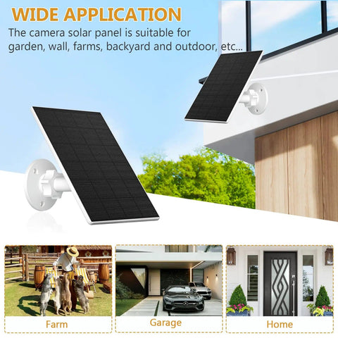 2W Solar Panel For Security Cameras, Solar Charger with adjustable mount, installed on outdoor wall