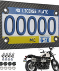 Carbon Fiber Motorcycle License Plate Frame With Stainless Steel Tag Holder Bracket And Included Screws Nuts Caps 1 Pack