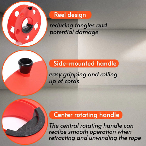 Heavy Duty Extension Cord Reel Built Tough As Nails With Impact Resistant Plastic Body Lightweight Portable Design For Safe Easy Storage