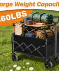 One Second Fold Collapsible Utility Wagon Cart with Wheels Portable 360 Pound Capacity Foldable Wagon loaded with camping gear