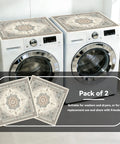 Two Pack Washer And Dryer Top Mats 25.6 By 25.6 Inches Non Slip Quick Dry Top Protectors in Beige Vintage Persian Pattern