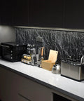 Under Cabinet LED Lighting Kit For Kitchens And Shelves With 6 x 12 Inch Rigid Light Strips, Plug In Dimmer, visible on kitchen countertop
