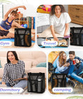 Portable Mesh Shower Caddy For Gym, Travel, Camp, And Dorm Life, Quick Dry Bathroom Organizer Bag With Side Pockets in black