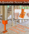 Adjustable Screw Jacks Set For Leveling And Support, Heavy Duty Floor Jacks 14.5 To 18.5 Inch Range, 24000 Lb Capacity, in use