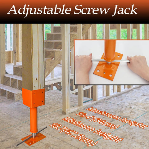 Adjustable Screw Jacks Set For Leveling And Support, Heavy Duty Floor Jacks 14.5 To 18.5 Inch Range, 24000 Lb Capacity, in use