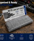 Premium Pro Grade 22 Gauge 71 Series Upholstery Staples Built Damn Tough With Galvanized Carbon Steel For Rock Solid Dead Easy Furniture Repair On Any Sofa Or Chair In A Huge 2500 Count Value Pack in storage box.