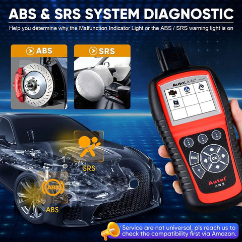AutoLink AL619 Scanner for OBD2 Cars From 1996 Through 2015, ABS SRS Airbag Warning Light Diagnostic Tool in use