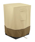 Veranda Water Resistant 21 Inch Outdoor Fire Column Cover With Gardelle Fabric System, beige and brown, front view